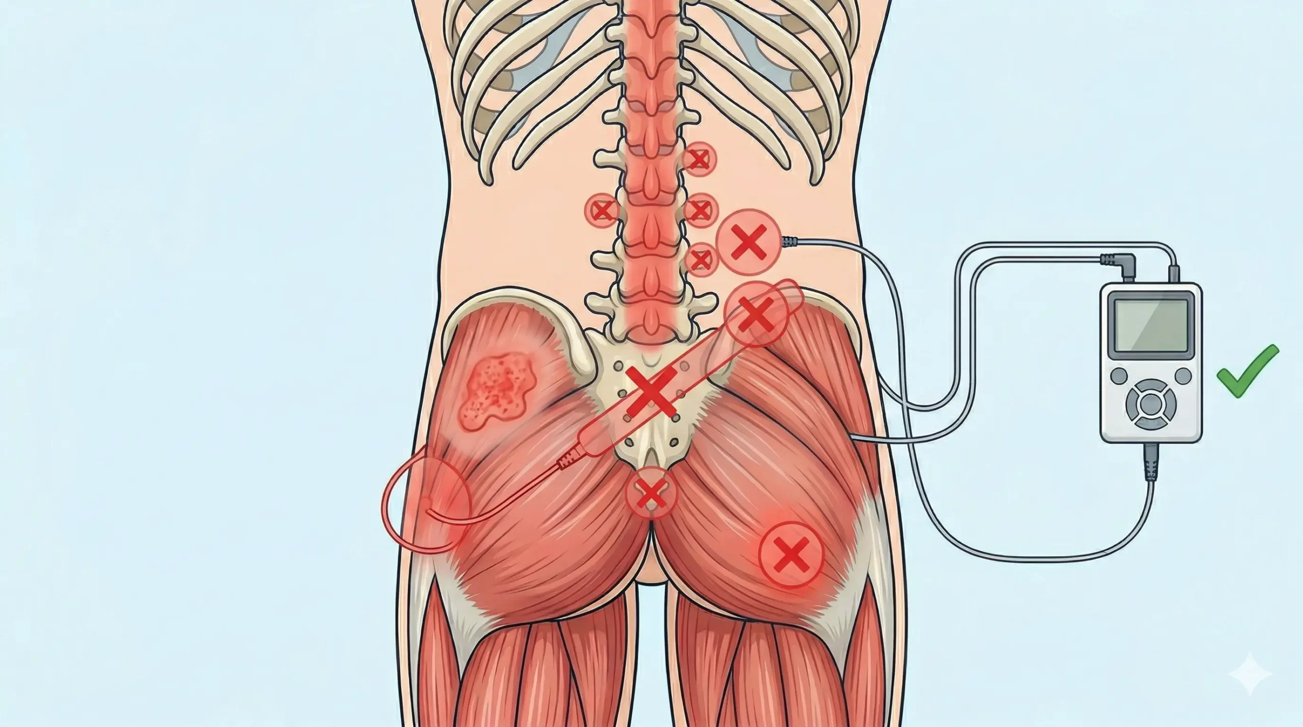 Dónde no colocar el TENS para ciática y zonas que conviene evitar