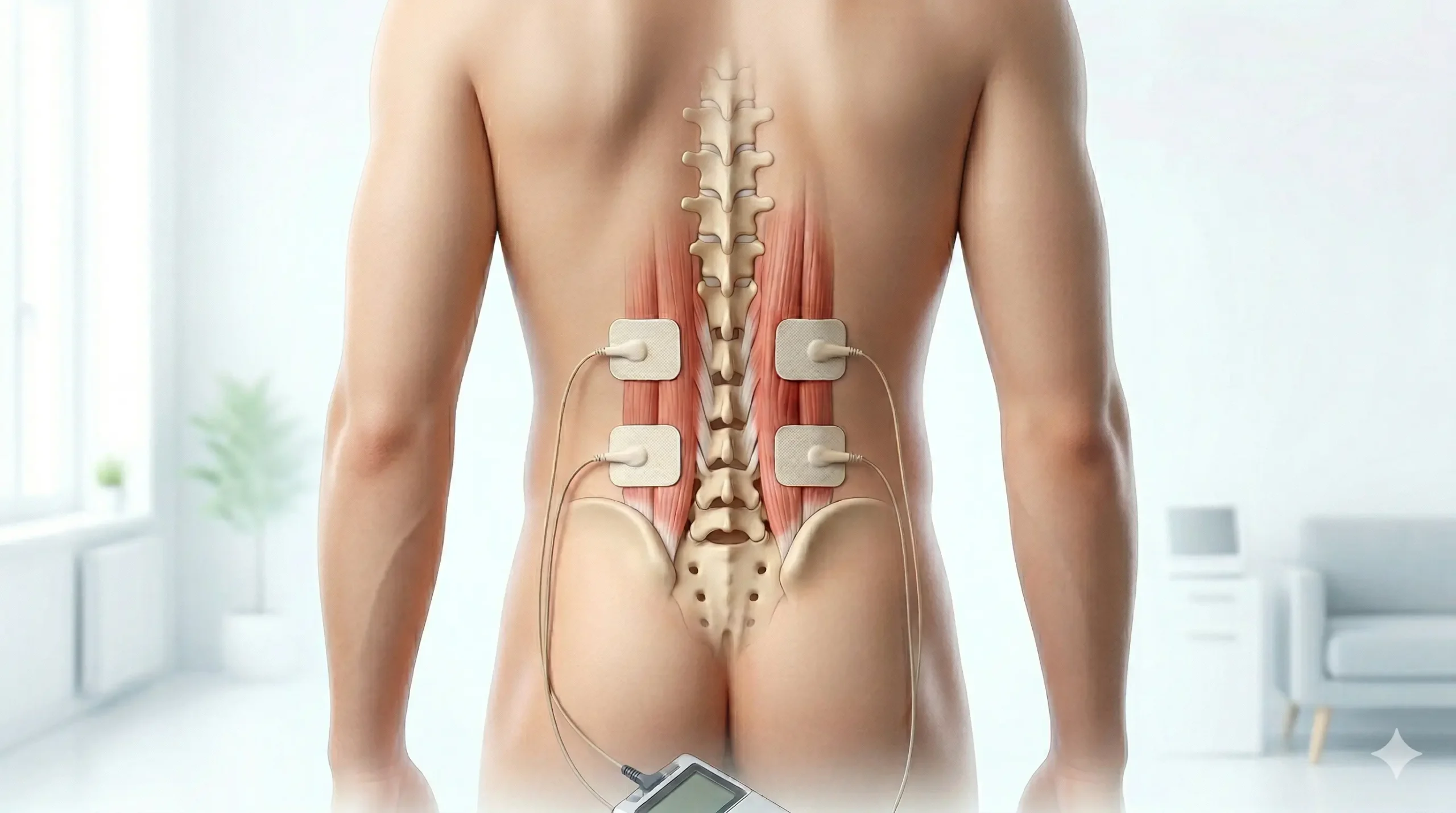 Colocación de TENS para contractura lumbar unilateral