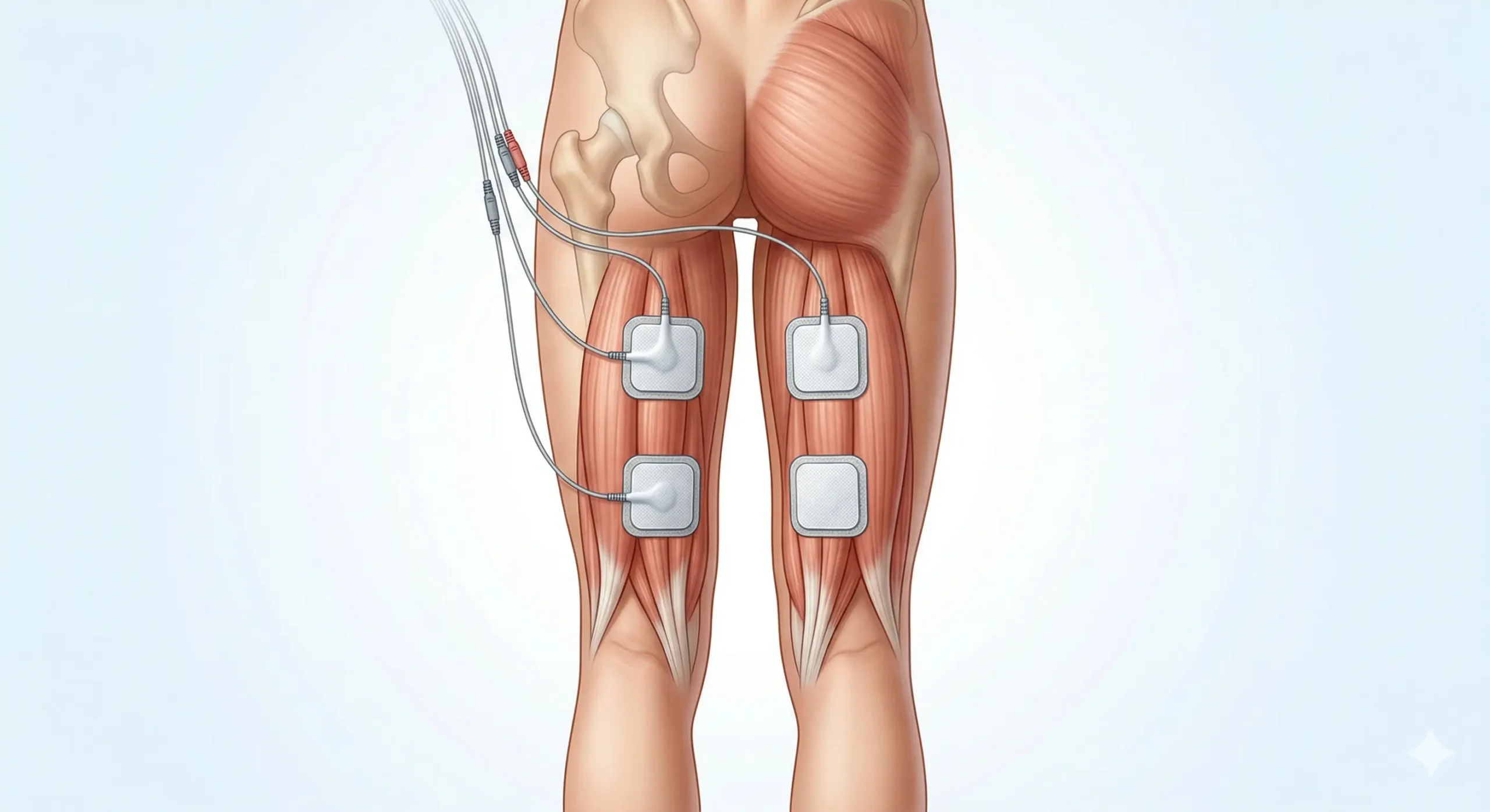 Colocación de electrodos TENS en los isquiotibiales