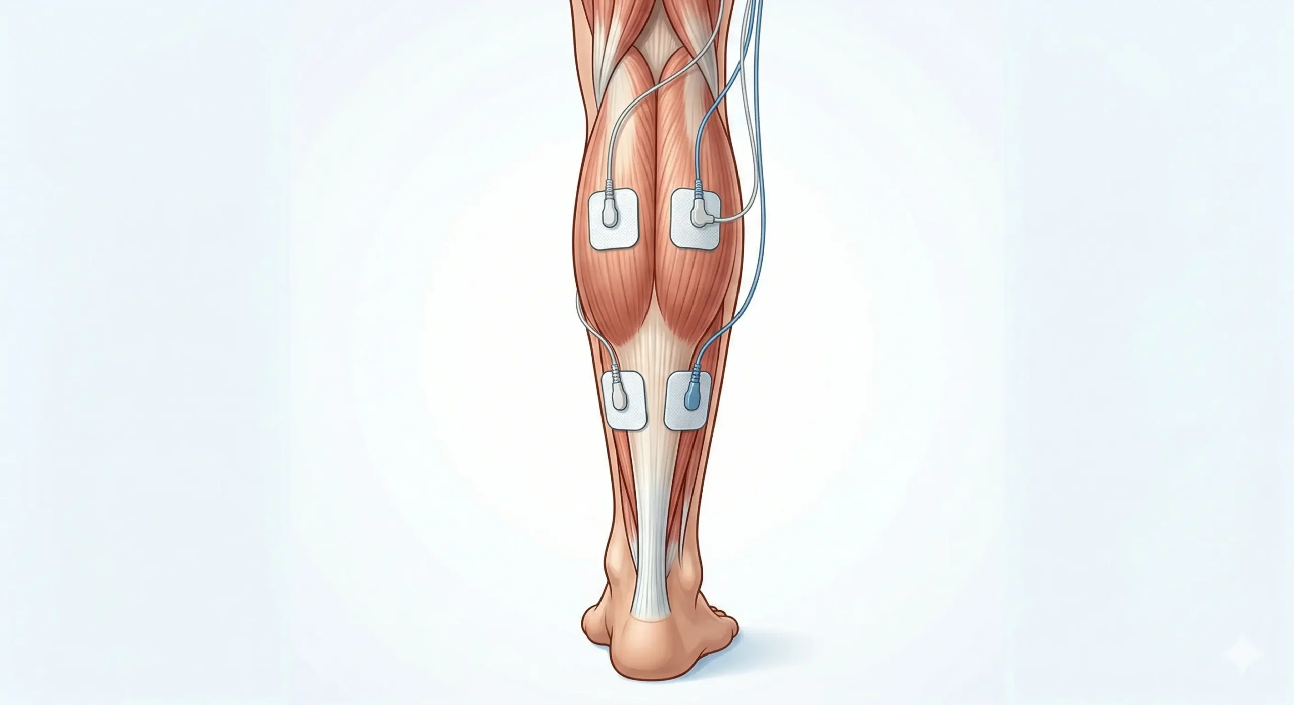 Colocación de electrodos TENS en pantorrilla y sóleo