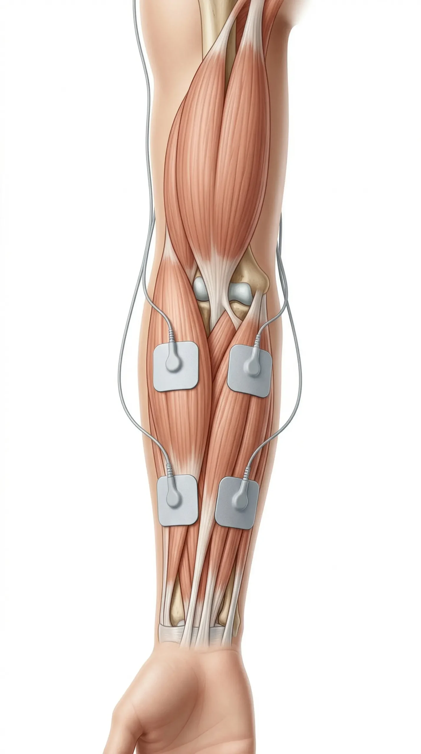 Cómo colocar TENS en antebrazo con electrodos en la zona muscular proximal