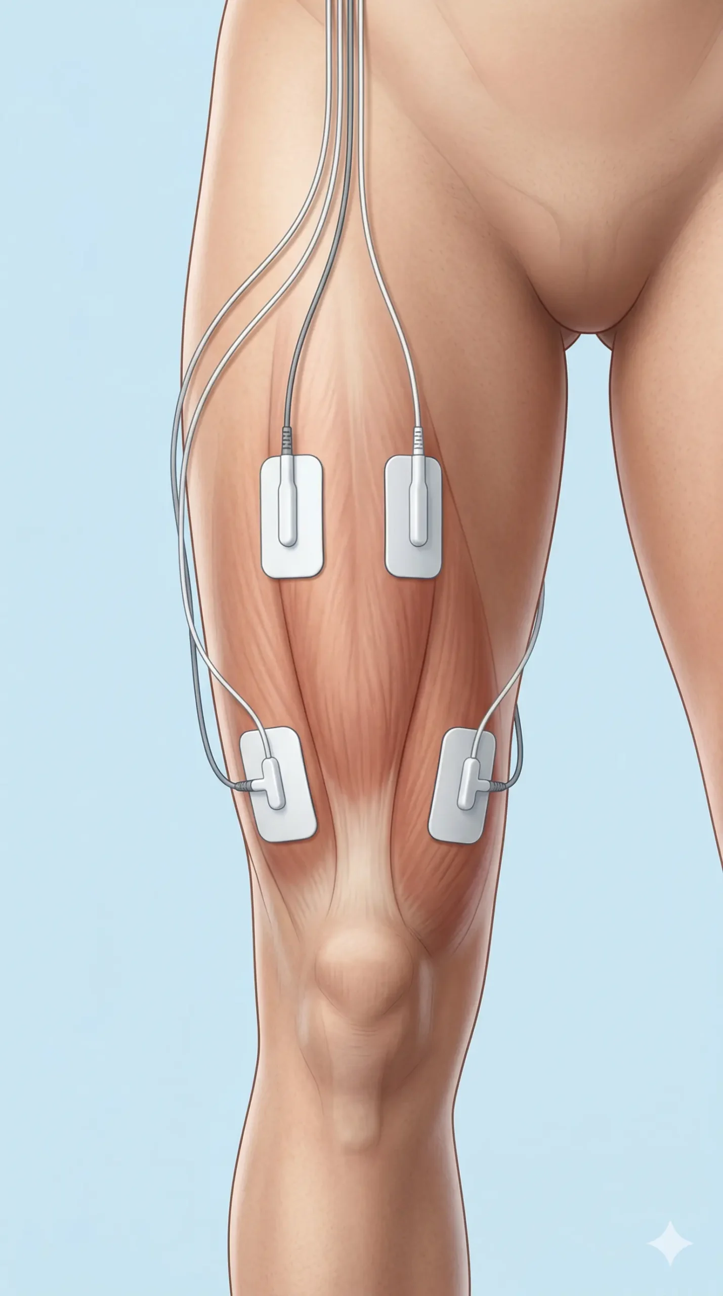 Cómo colocar TENS en cuádriceps con electrodos en la parte anterior del muslo
