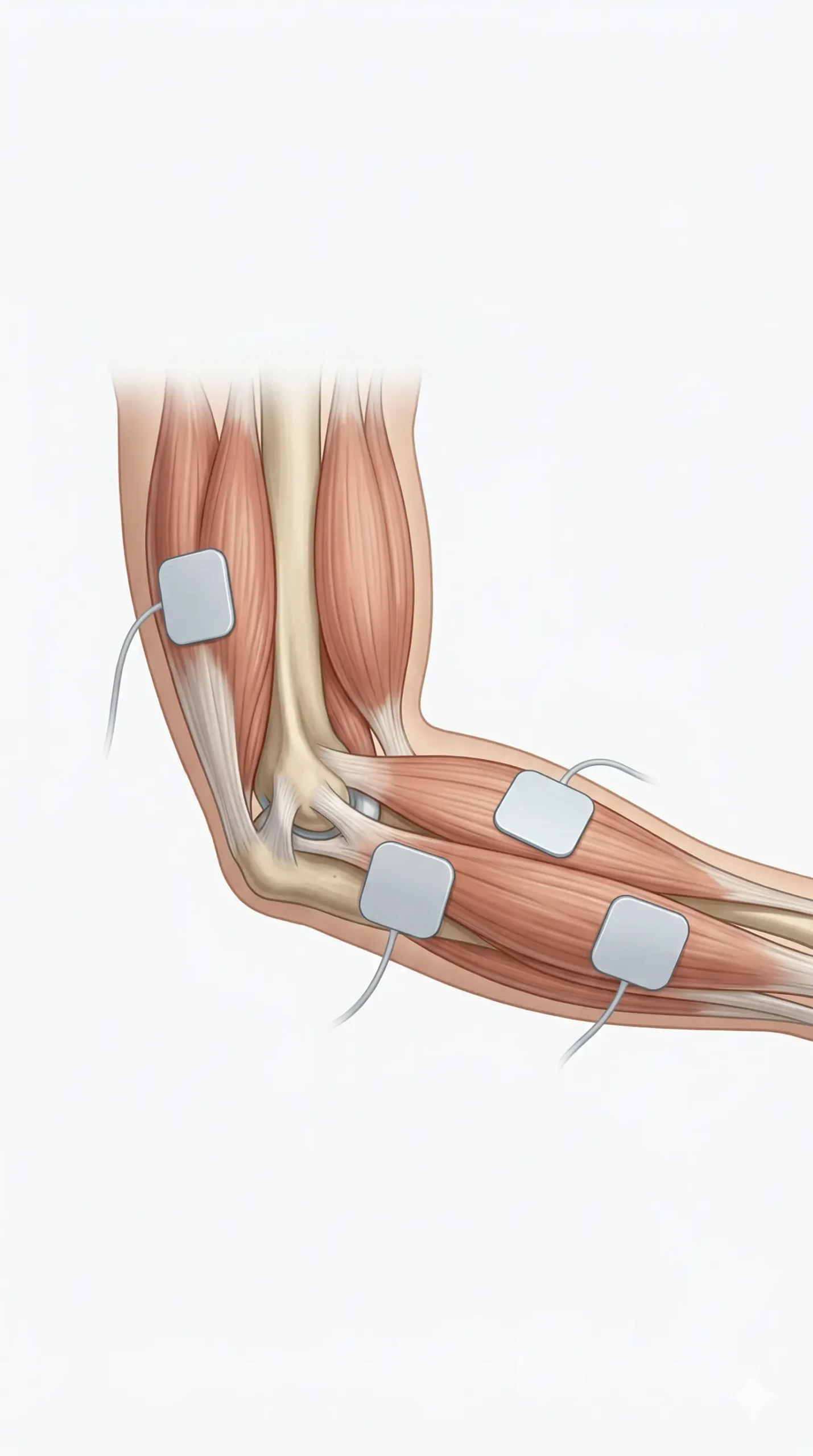 Cómo colocar TENS en el codo con electrodos alrededor de la articulación y el antebrazo proximal