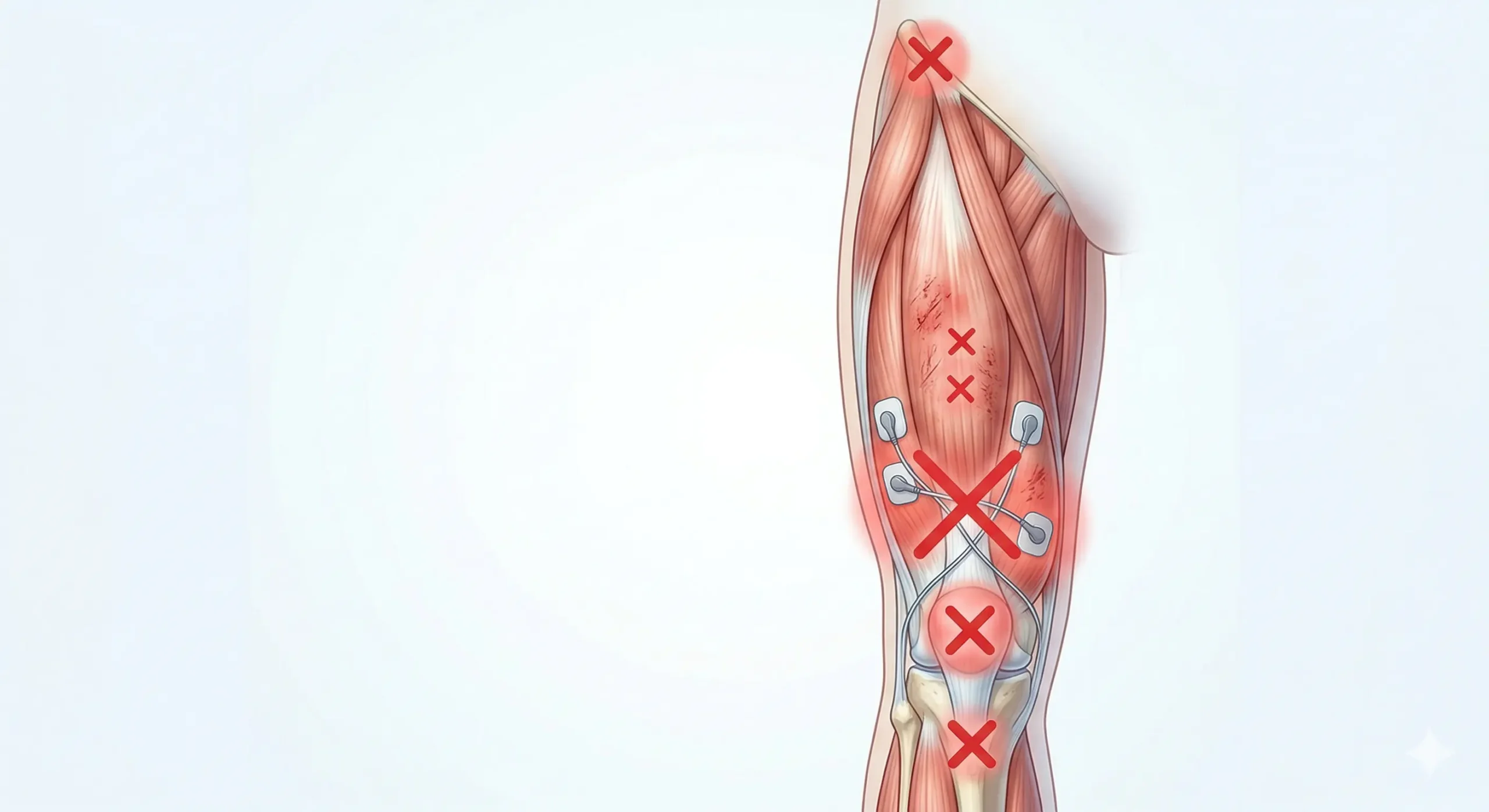 Dónde no colocar el TENS en cuádriceps y zonas que conviene evitar