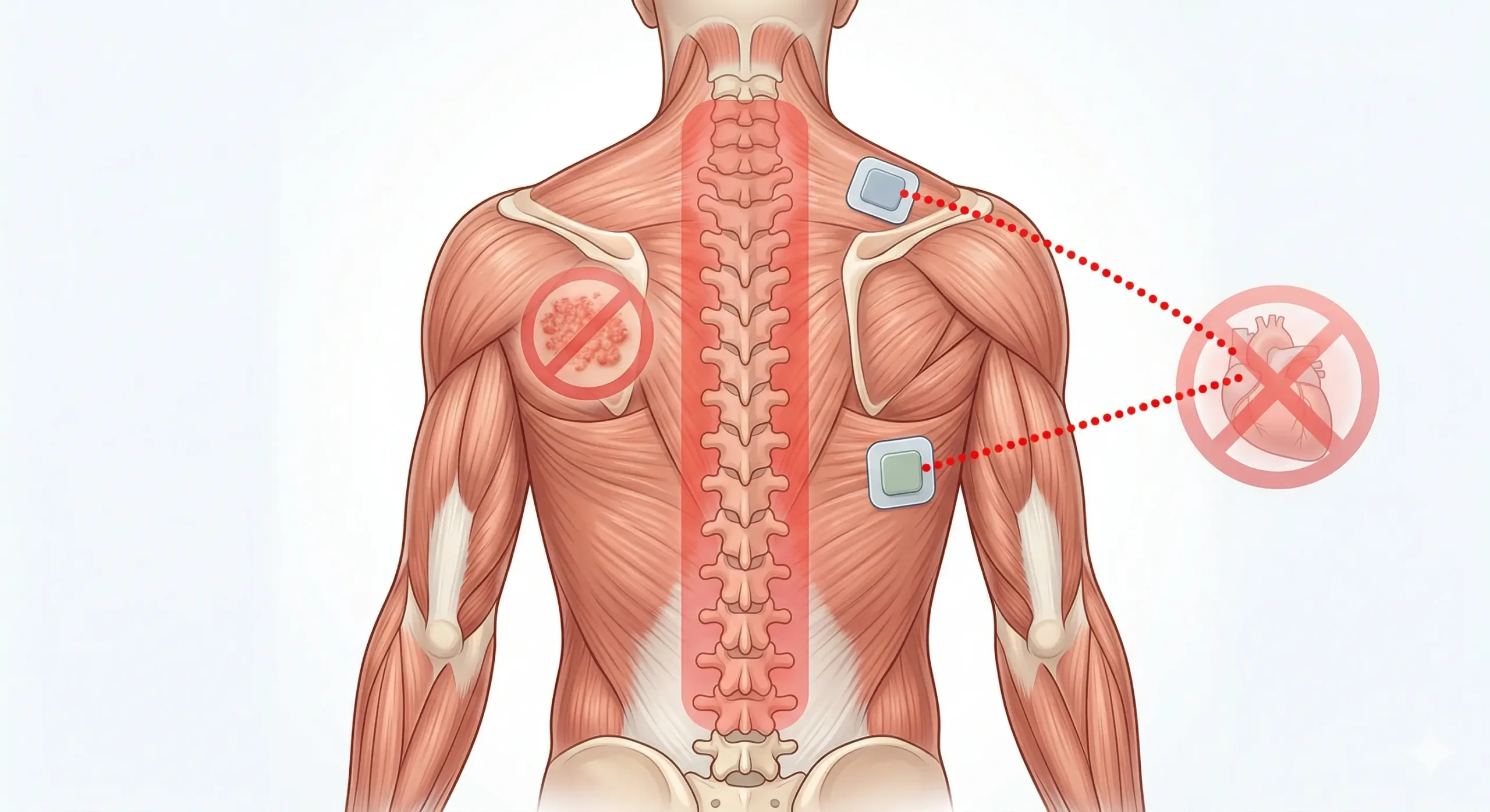 Dónde no colocar el TENS en la zona dorsal y espalda