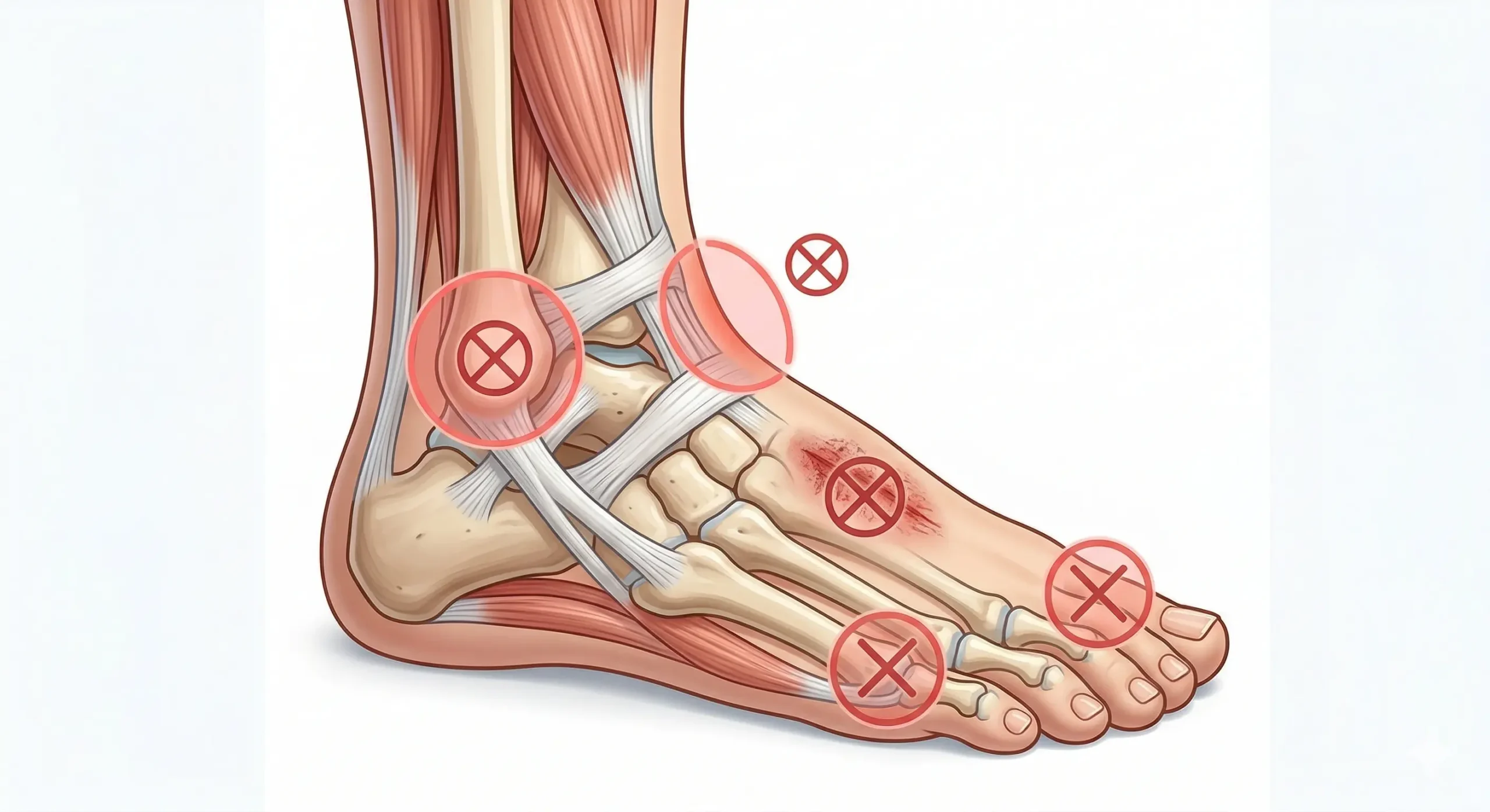Dónde no colocar el TENS en tobillo y pie y zonas que conviene evitar