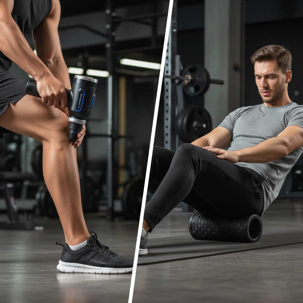 pistola-masaje-muscular-vs-foam-roller