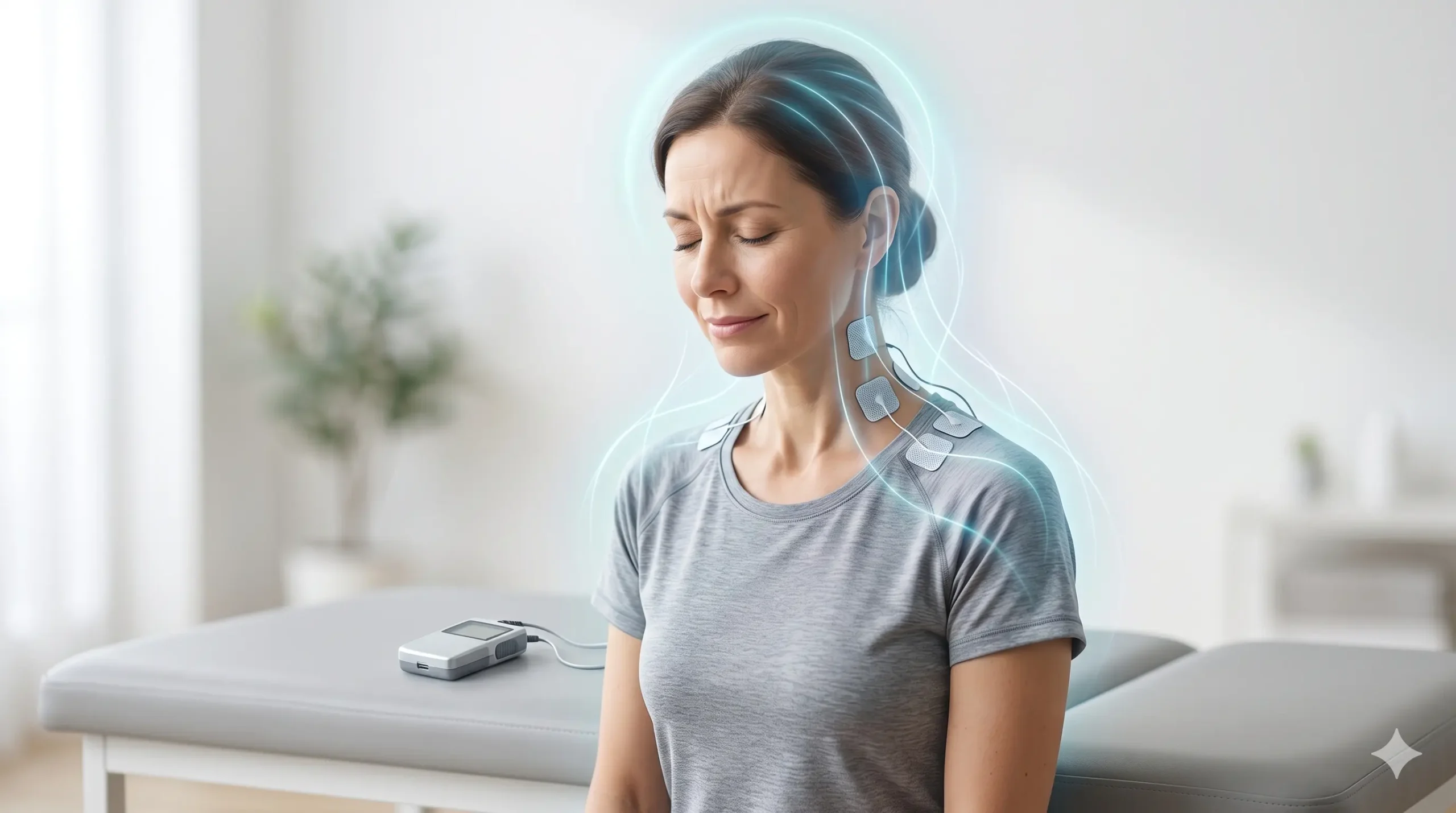 TENS y eTNS para migraña: electrodo en la frente sobre el nervio supraorbitario