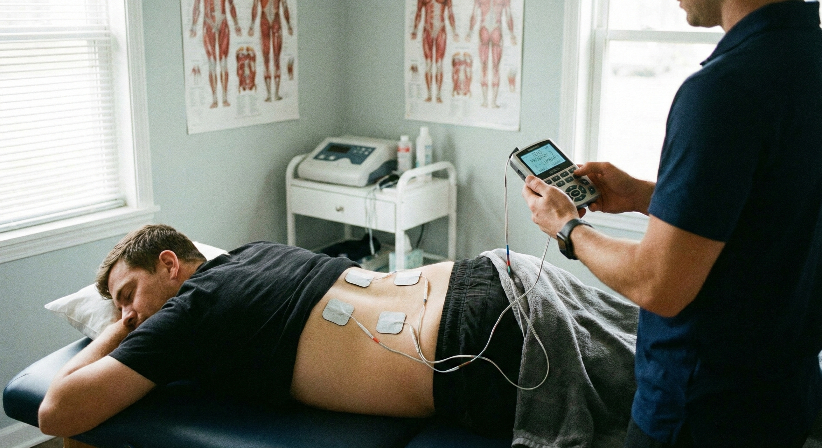 Colocación TENS zona lumbar (referencia visual)