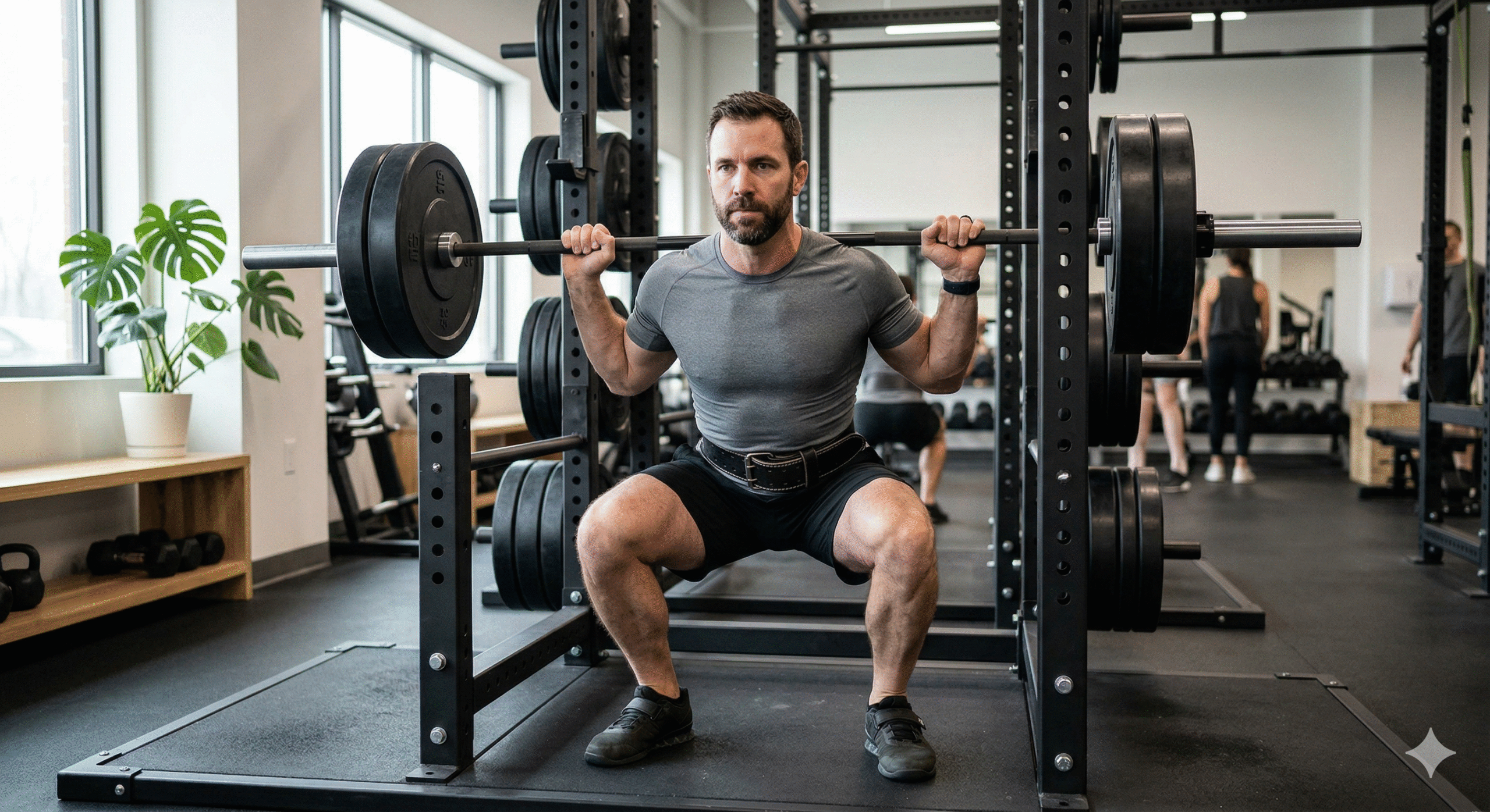 Uso de cinturón lumbar de gimnasio en sentadilla o entrenamiento de fuerza
