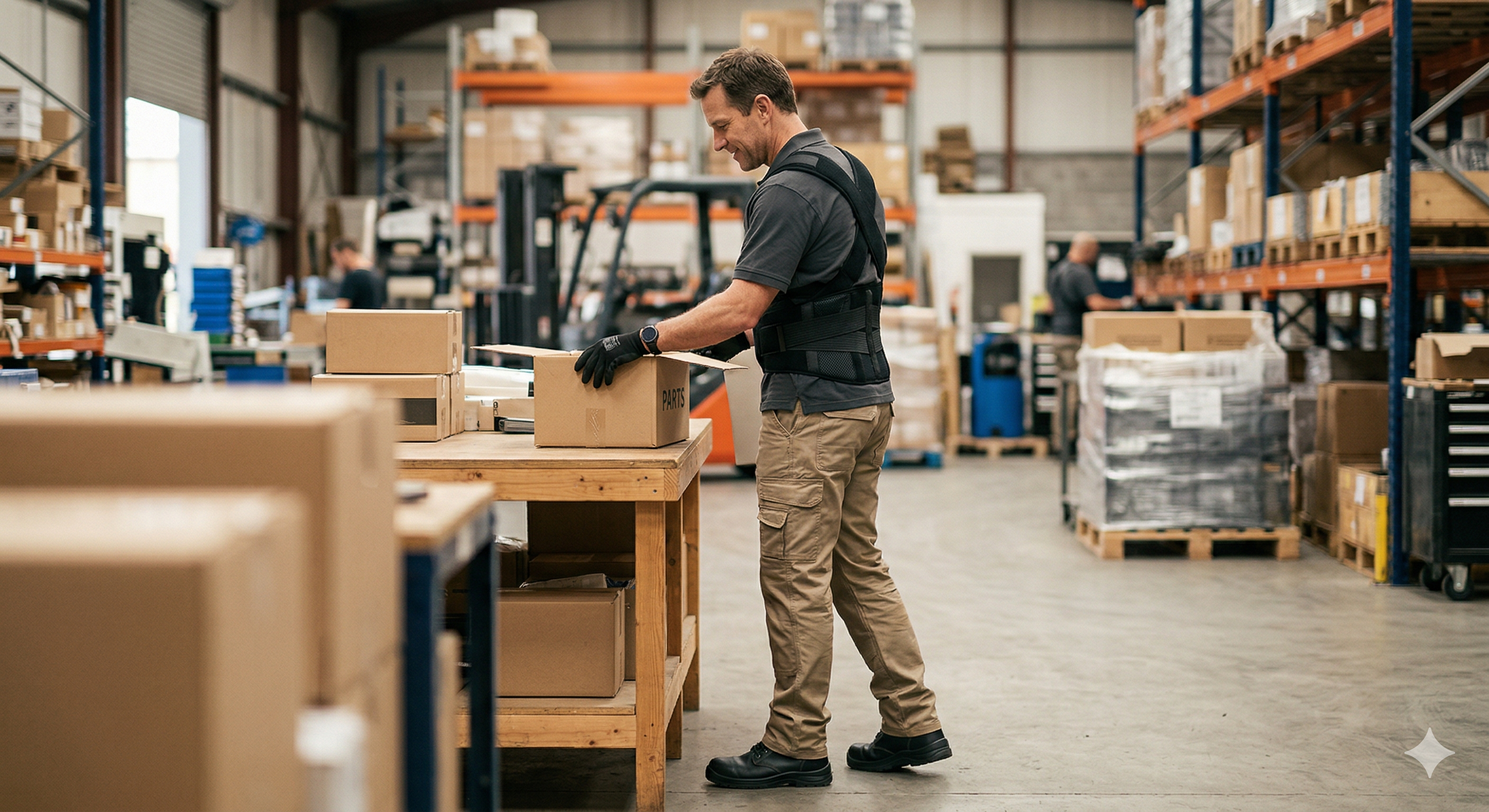 Faja lumbar de trabajo en contexto laboral