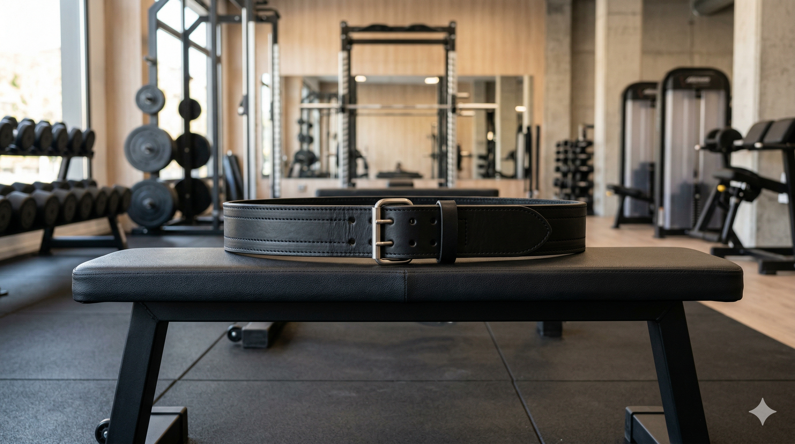 Cinturón lumbar de gimnasio en un entorno de entrenamiento de fuerza