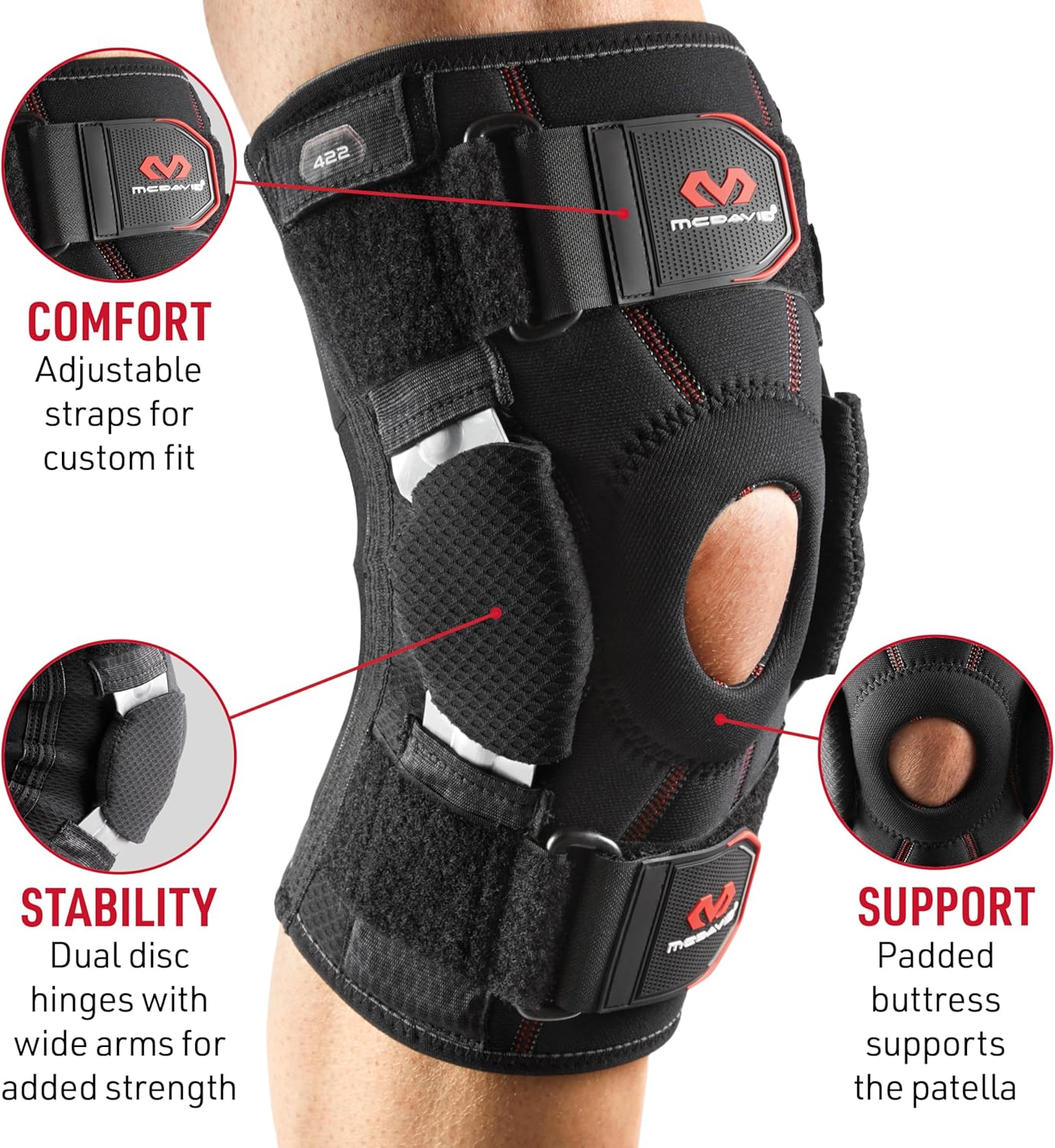 McDavid 422R rodillera deportiva con soporte rotuliano abierto