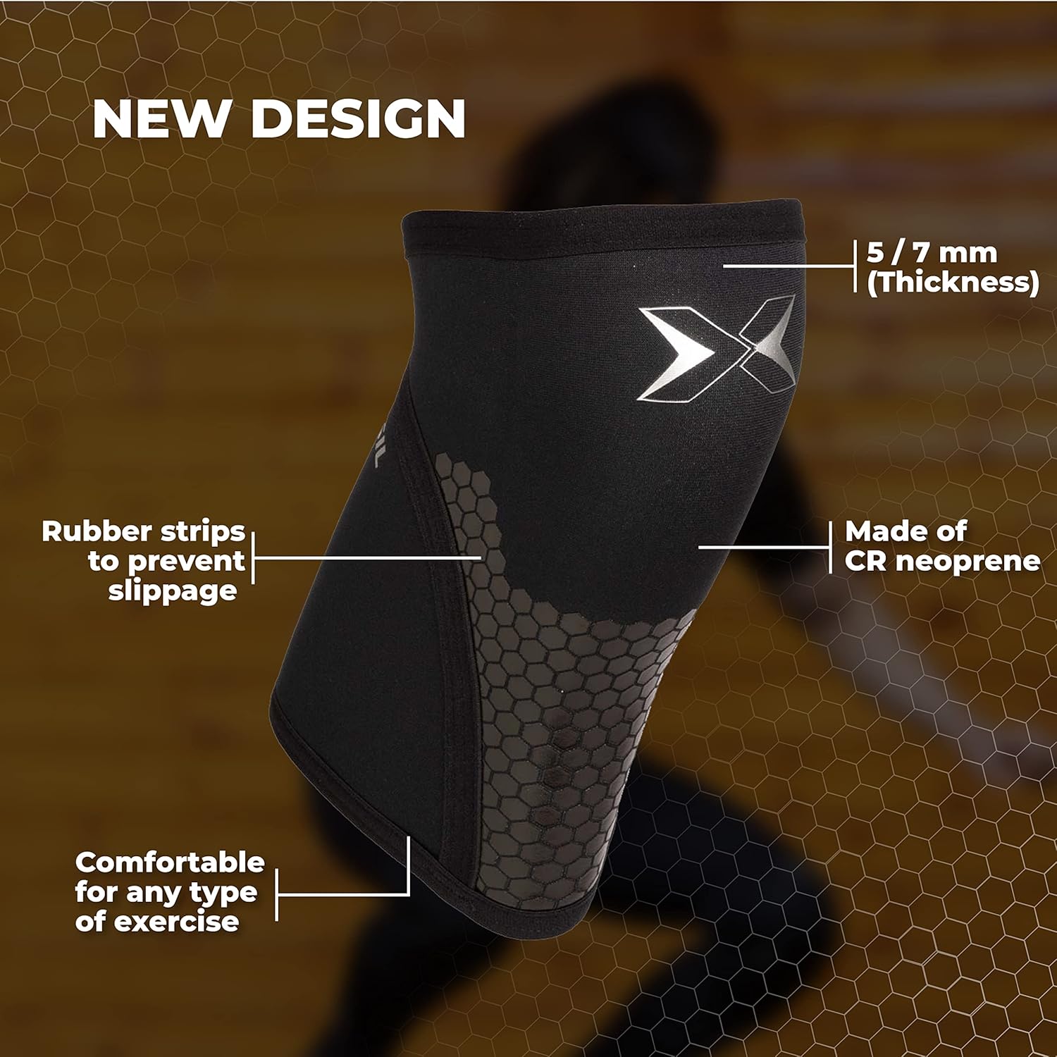 PICSIL Hex Tech 7mm rodilleras deportivas para gimnasio y powerlifting