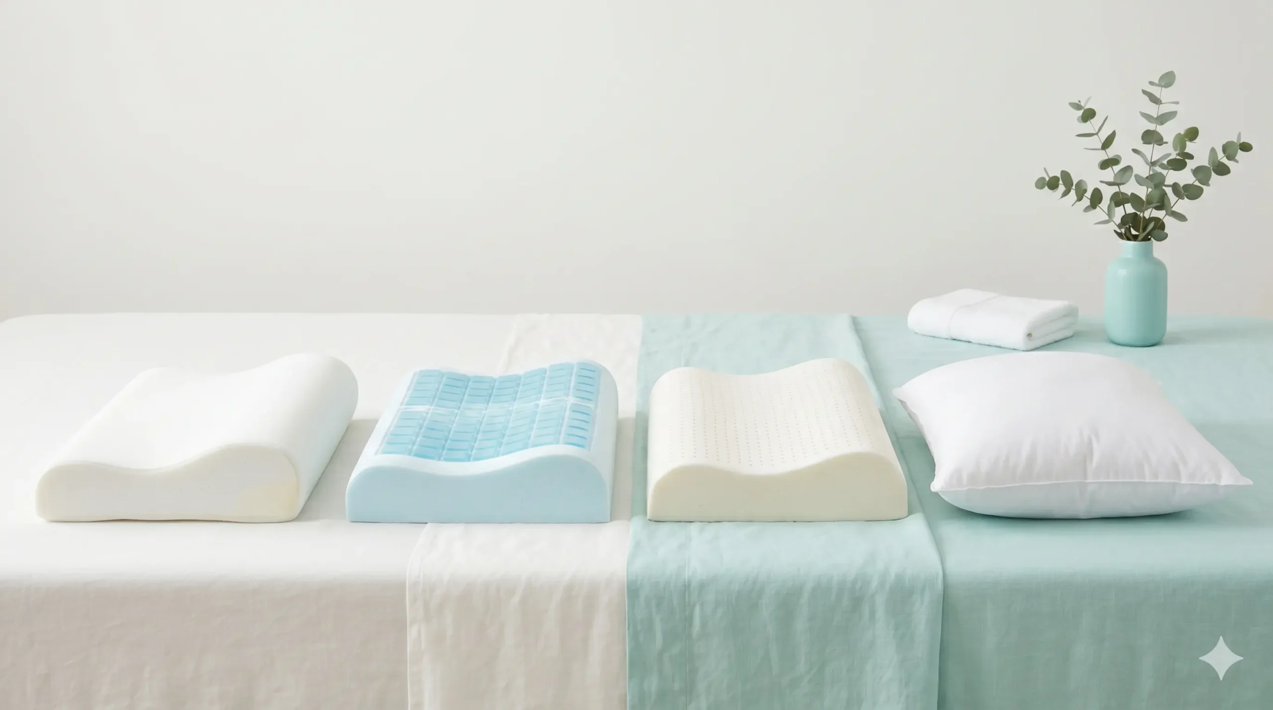 Comparativa de materiales en almohada cervical: látex, viscoelástica y gel
