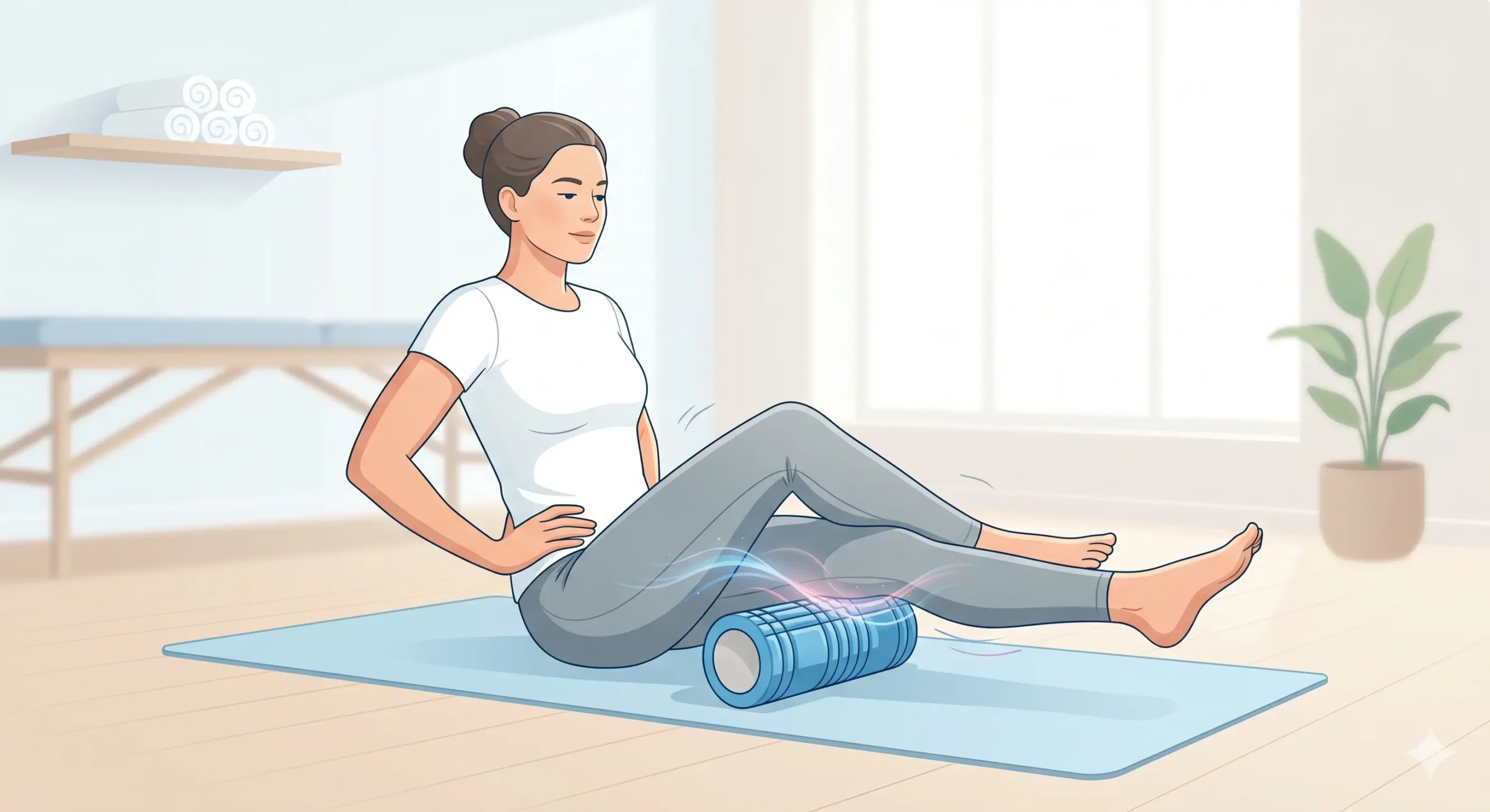 Foam roller en parte posterior de la pierna