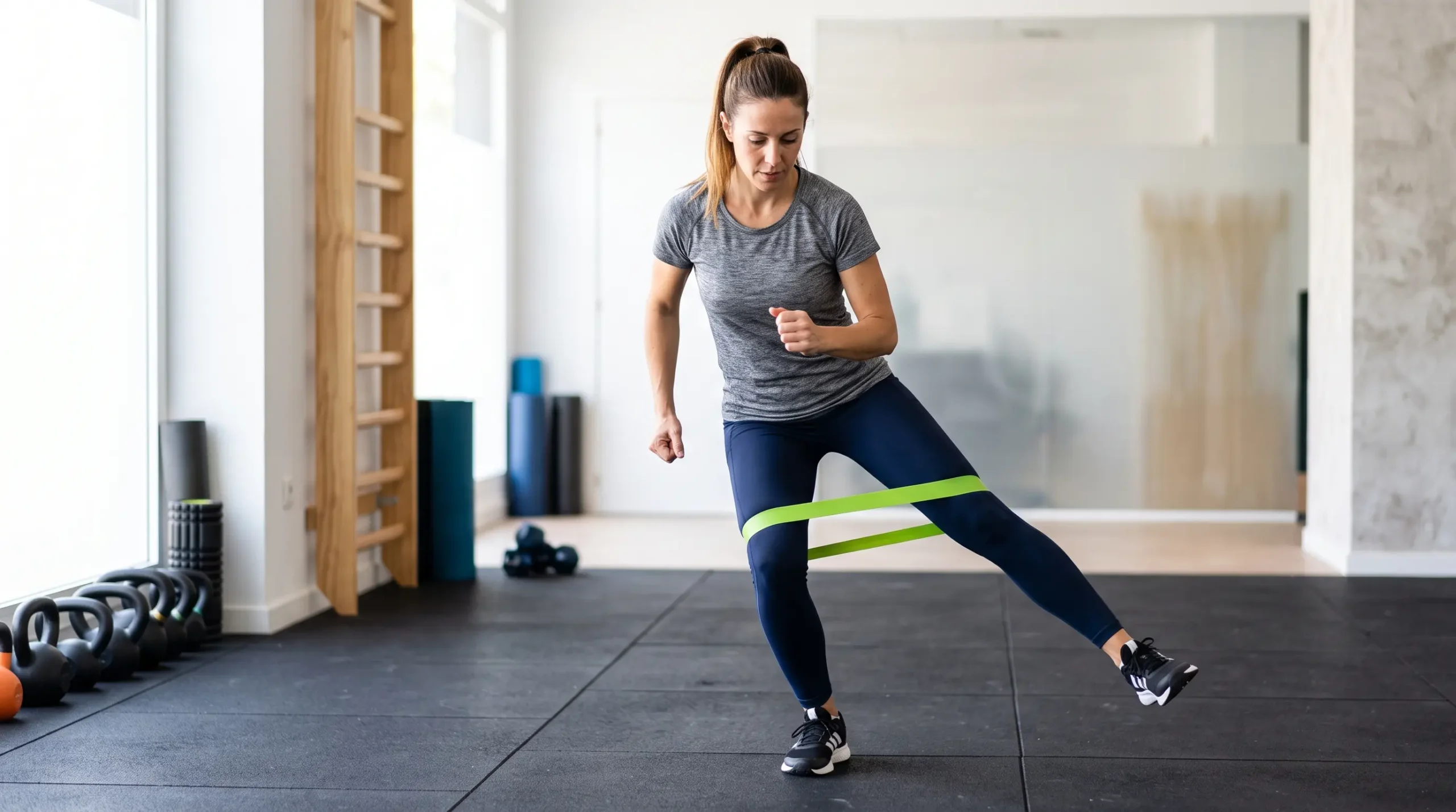 Ejercicio con mini bands para piernas y glúteos