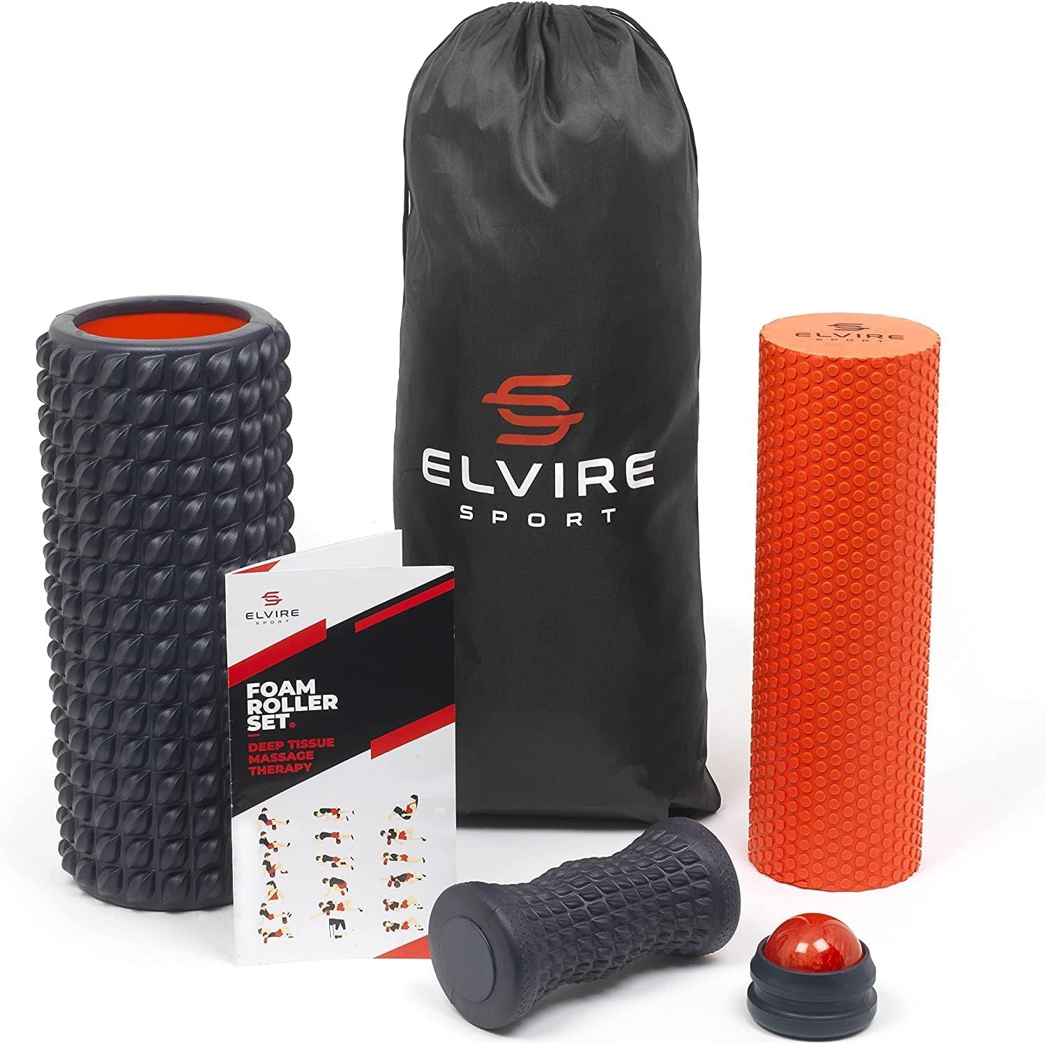 ELVIRE SPORT kit 2-en-1 de foam roller con bola de masaje y roller para pies