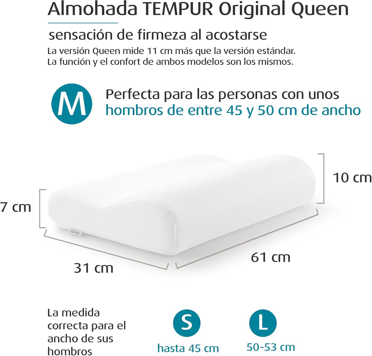 TEMPUR Original almohada cervical material termosensible