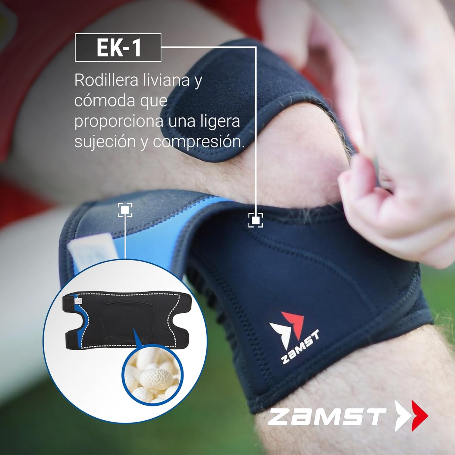Detalle de la Zamst EK-1 con cierre ajustable para deporte