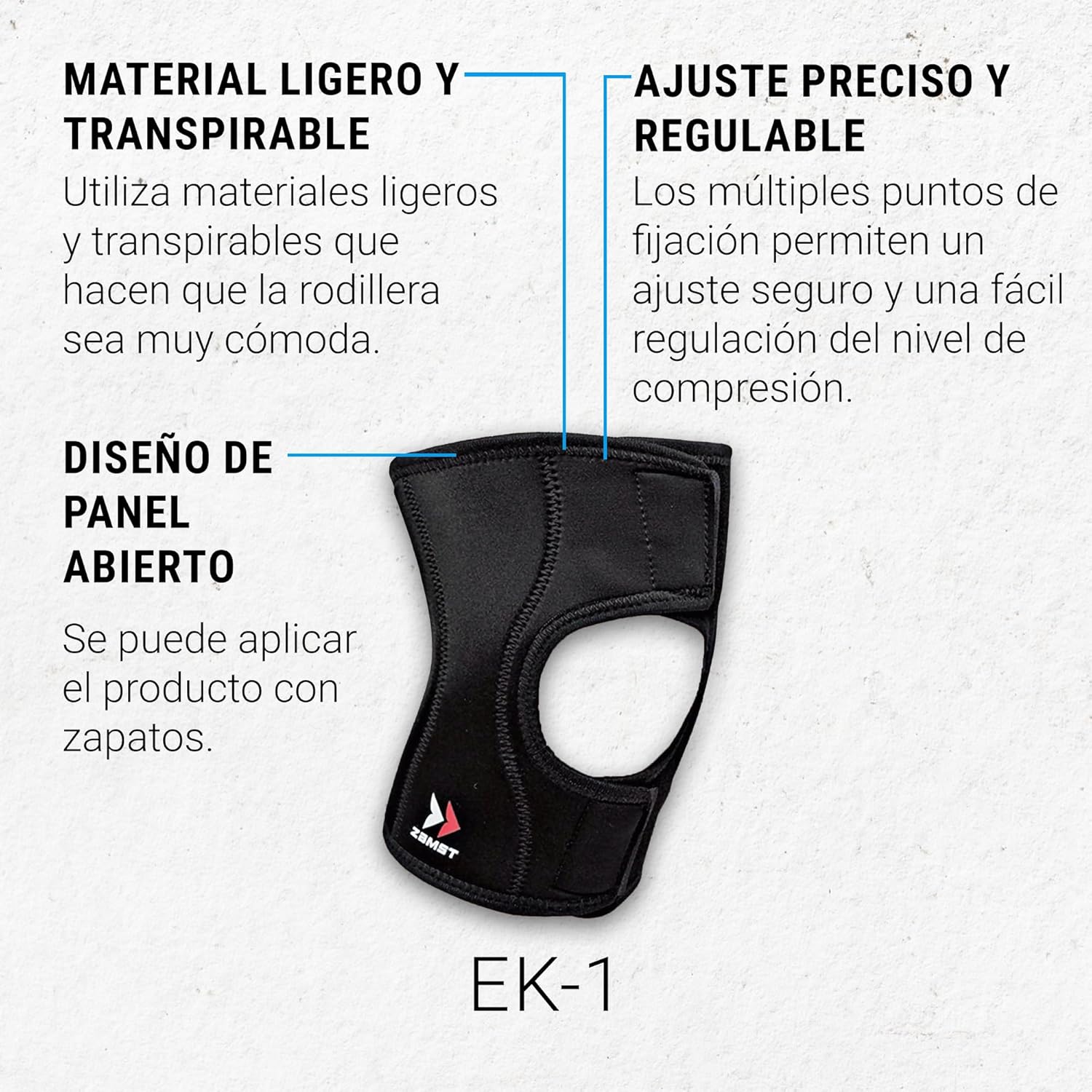 Zamst EK-1 rodillera ligera para fútbol tenis y pádel