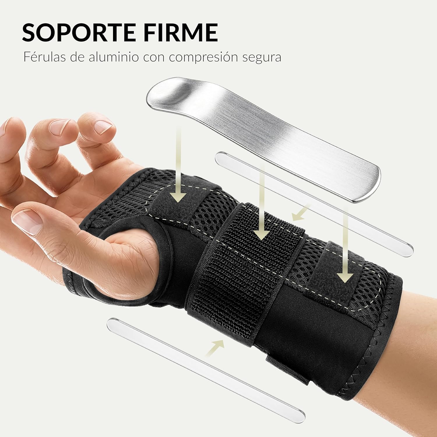 BraceUP Wrist Brace detalle de ajuste y férula