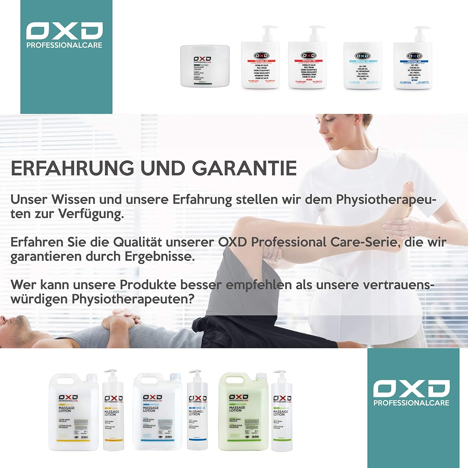 Envase profesional de crema neutra OXD para masaje