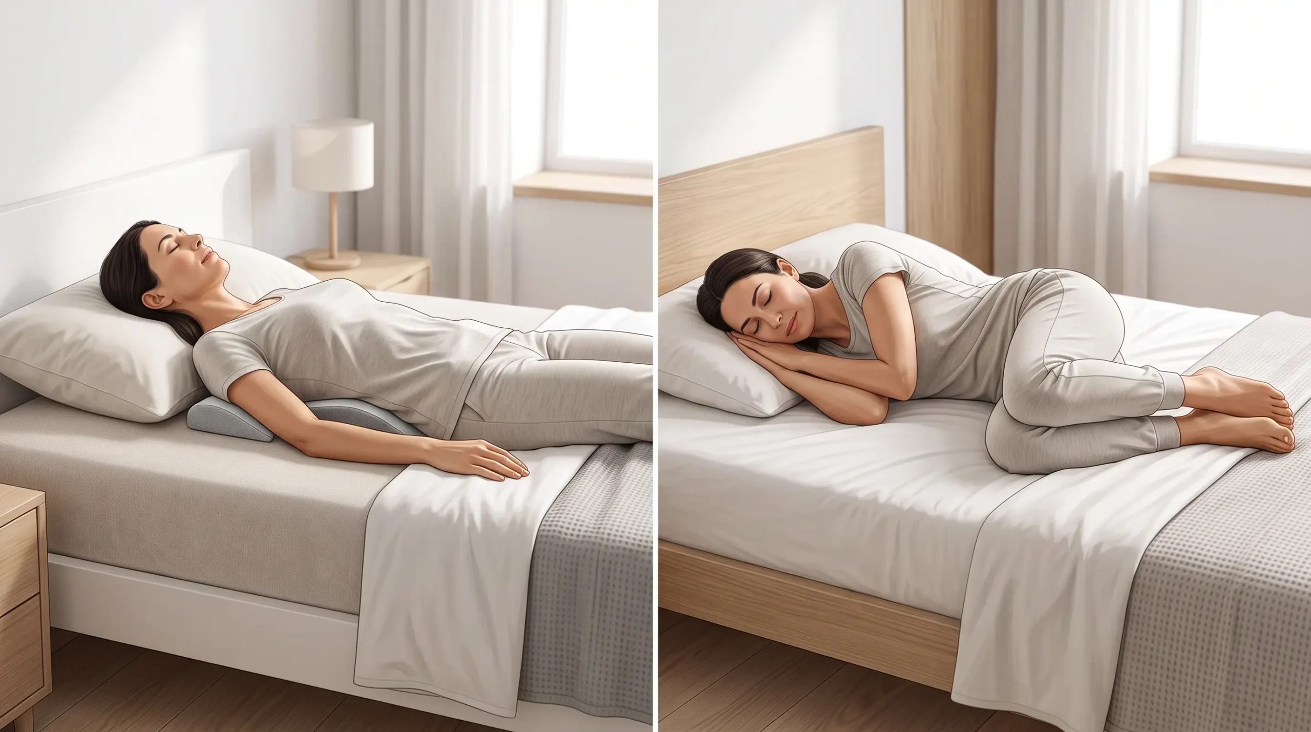 Uso de apoyo lumbar al dormir boca arriba y de lado