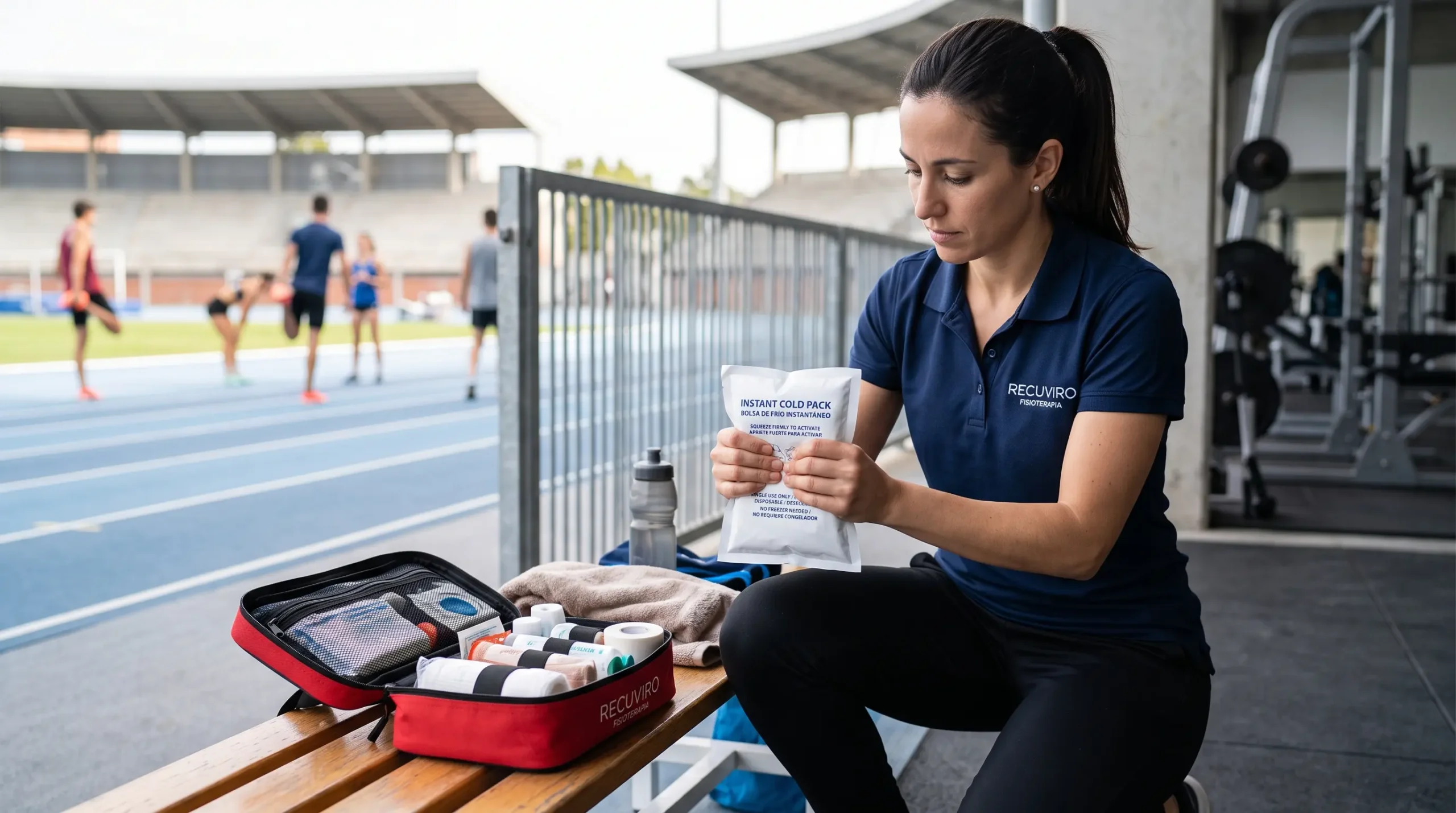 Activación de una bolsa de frío instantáneo para botiquín deportivo