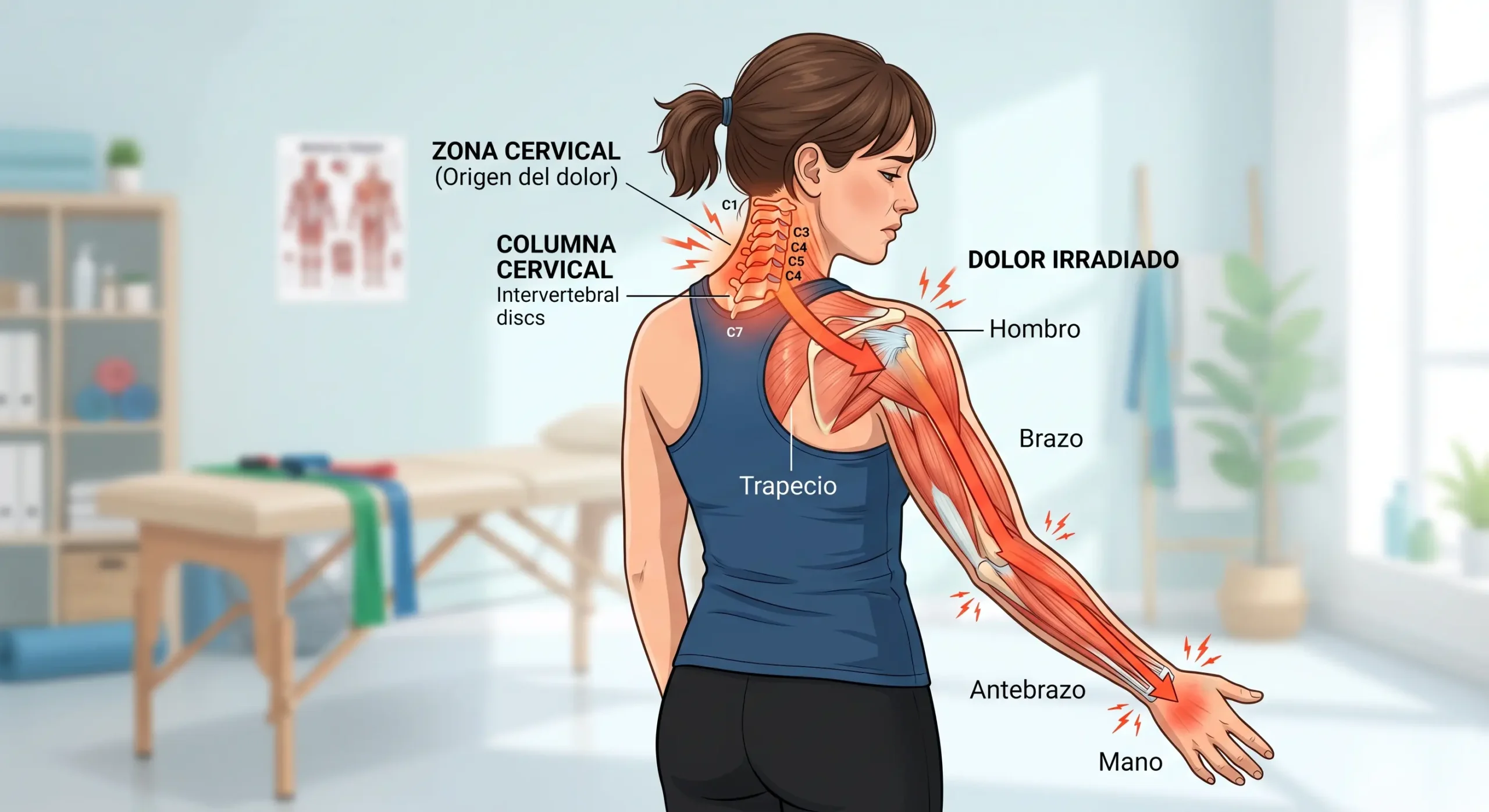 Dolor cervical con irradiación hacia el hombro y el brazo