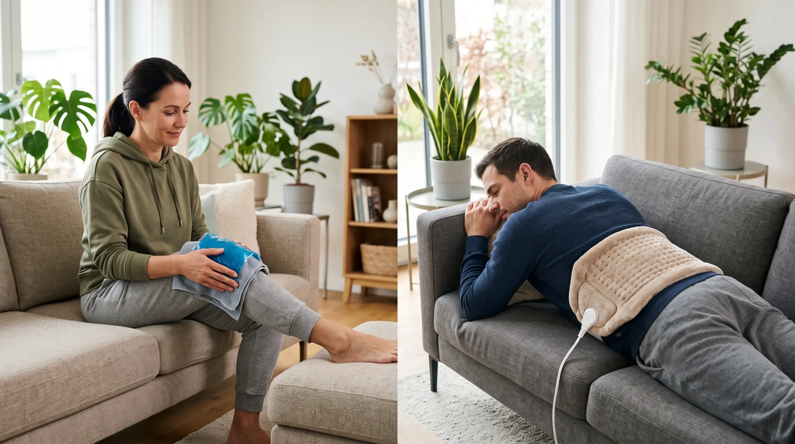 Comparación entre aplicación de frío y calor en fisioterapia