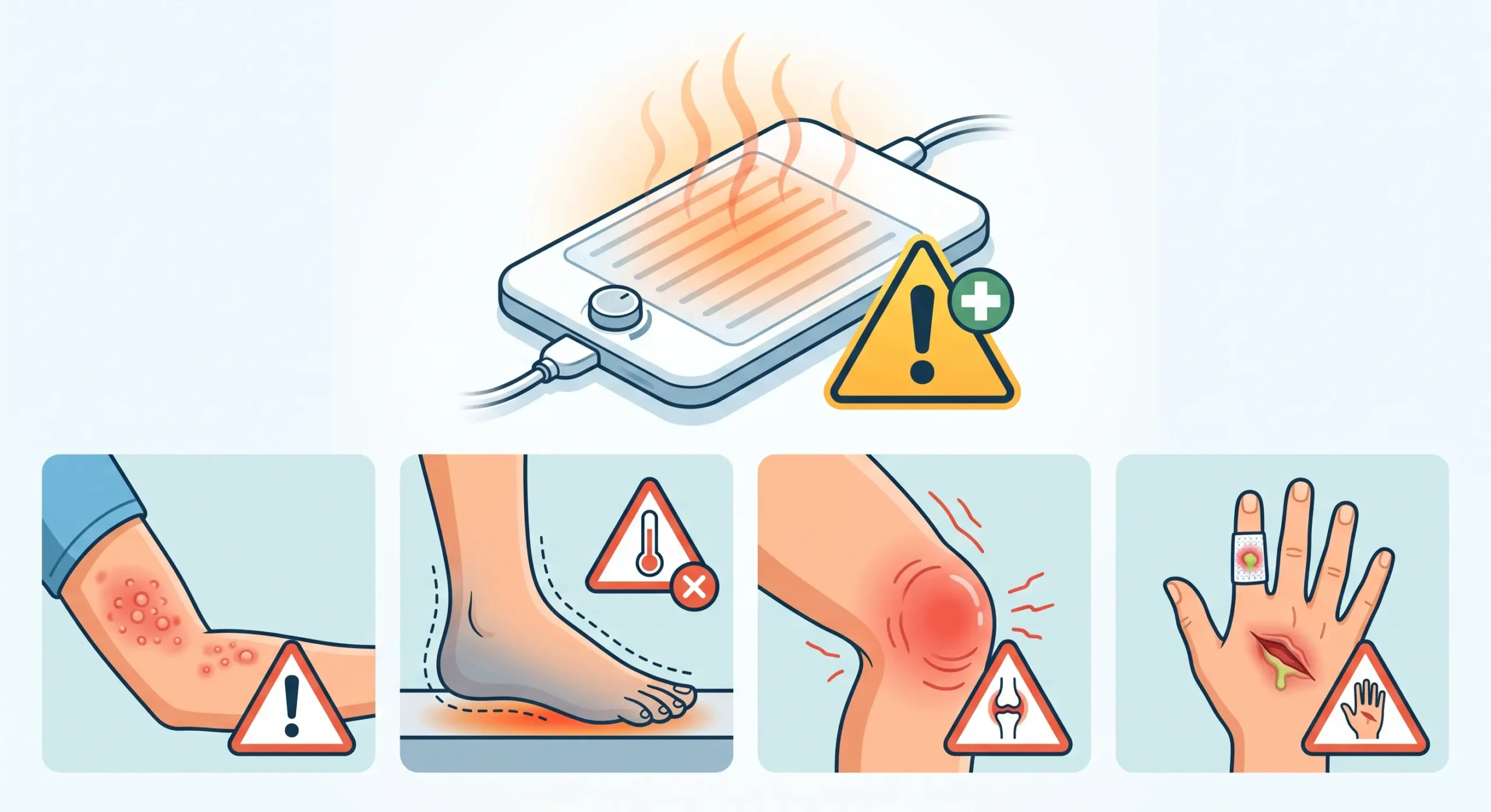 Precauciones y contraindicaciones del uso de una almohadilla térmica y calor superficial